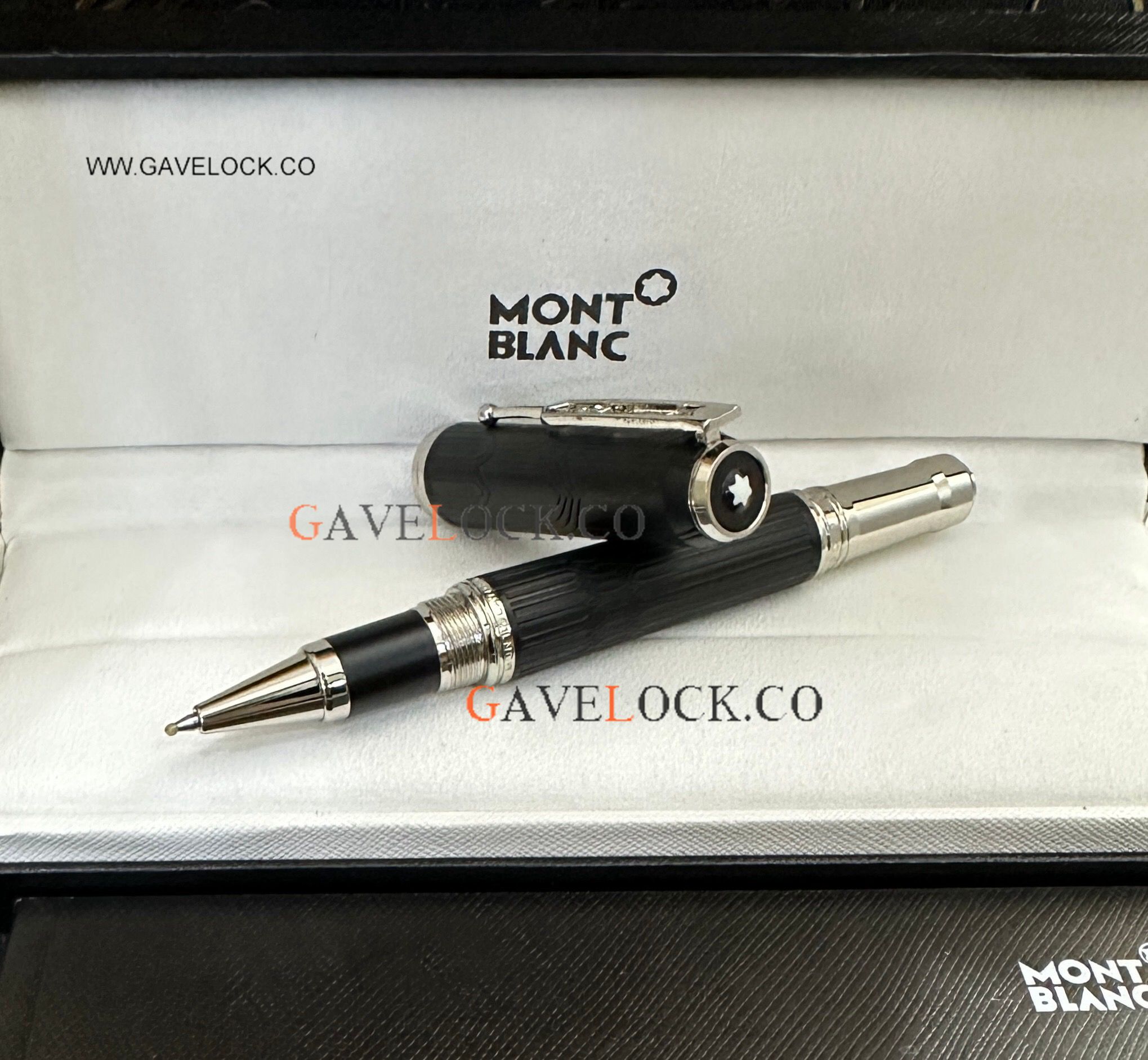 AAA Copy Montblanc Victor Hugo Black Barrel & Silver Clip Rollerball Pen
